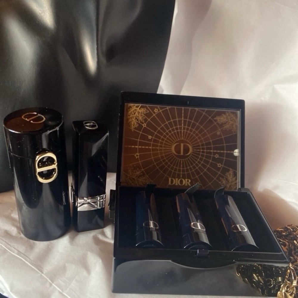 DIOR ROUGE DIOR MINAUDIERE lipstick case and crossbody clutch Black New in box - Picture 4 of 9